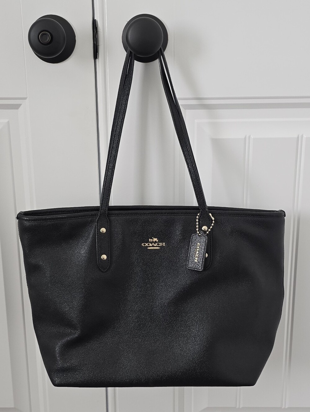 Coach Black Leather City Tote